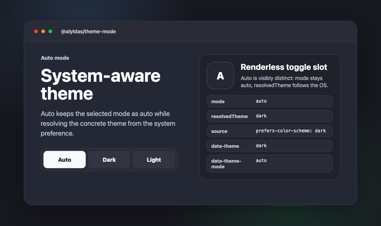 Theme Mode automatic theme preview